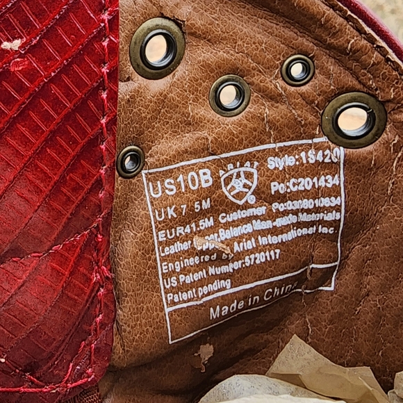 ARIAT Gembaby Boots Red Ruby Pearlized Lizard - Women's Size 10 Cowgirl Boots - Picture 8 of 11